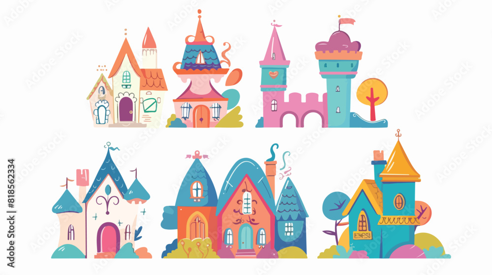 Cute fairytale house home castle and tower. Abstract