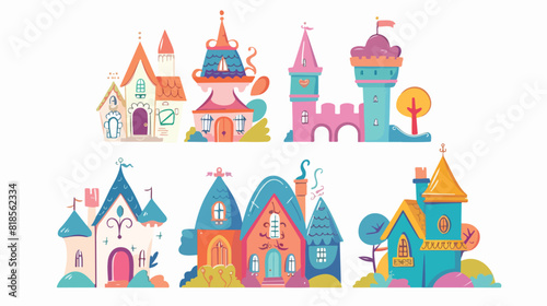 Cute fairytale house home castle and tower. Abstract