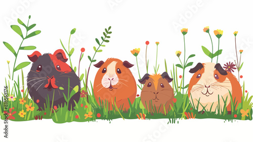 Cute guinea pigs border. Funny cavies long banner. Ad