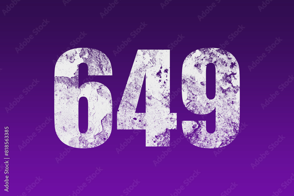 flat white grunge number of 649 on purple background. flat white grunge number of 649 on purple background.
