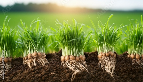 Nature's Foundation: Grass Roots and Soil in an Outdoor Plant Field