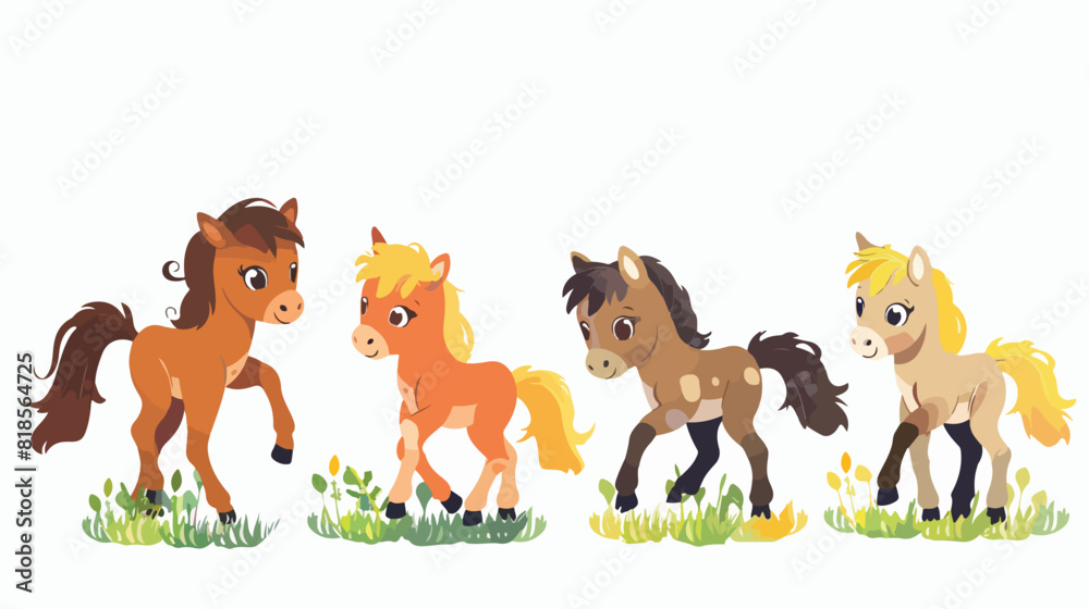 Cute ponies Four . Foals small miniature horses breed