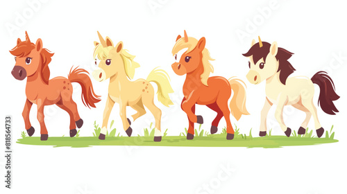 Cute ponies Four . Foals small miniature horses breed