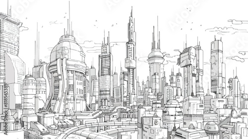 Cyberpunk city. fantastic buildings constructions. 