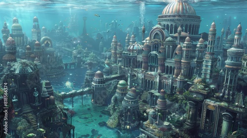 Illustration   underwater cities inhabited by advanced societies