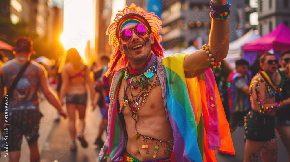 man transsexual having fun at lgbt parade, on the streets, wearing colorful clothes clothes, at sunset, Nikon D850, wide angle lens, man transsexual having fun at lgbt parade, on the streets, wearing colorful clothes clothes, at sunset, Nikon D850, wide angle lens,