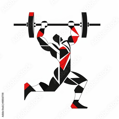 Weightlifting sport pictogram on white background. Athletic and Olympic games concept. Cubism graphic illustration for set, icon, logo, print, fabric, decor, design