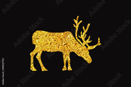 Simple soft black and gold irregular abstract animal art