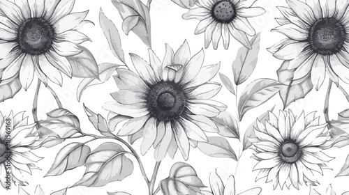 Elegant floral seamless pattern with sunflower parts.