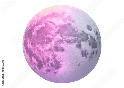 Purple full moon glowing on white background