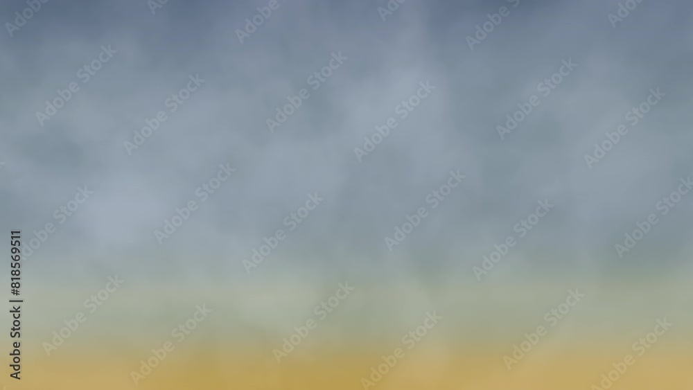 A bird's-eye view of a serene landscape with vibrant blue and yellow skies, encompassing lush trees in the foreground and a calm body of water in the distance