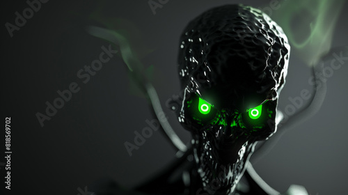 Spectral Wrath: Neon-Eyed Black Ghost in 3D. Generative AI