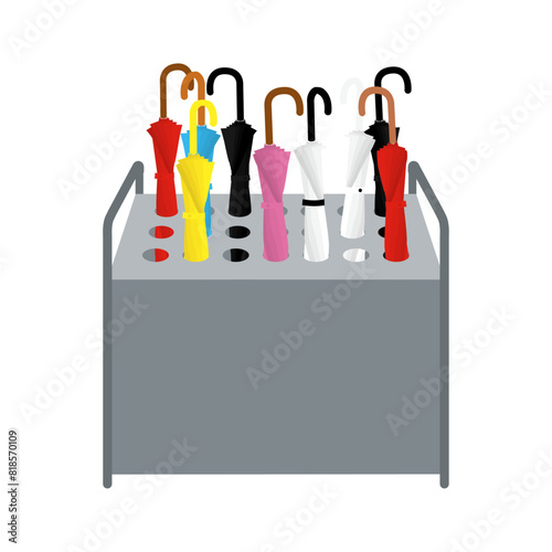 公共施設の傘立てのイラストB02（ベクター）