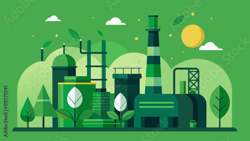 Eco-Friendly Industrial Plant with Green Energy Concept Illustration