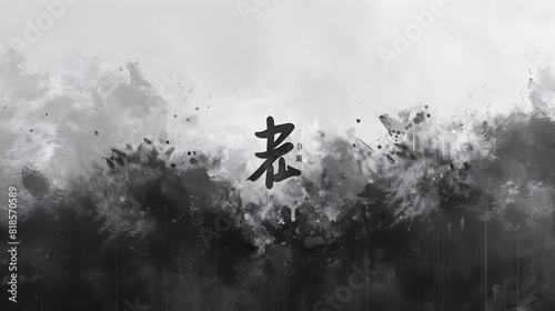 Tonal Pronunciation Artwork of Chinese Language Sound 'Xu' — Exploring Monochromatic Grayscale Tonal Shades with Calligraphic Touch photo