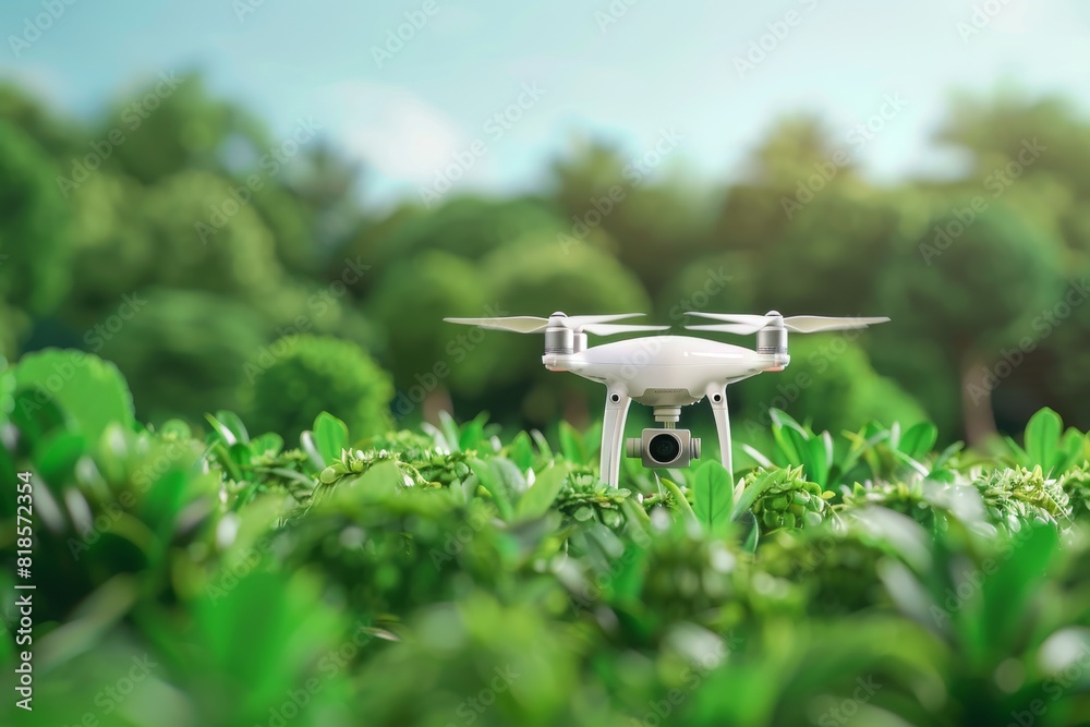 Precision agriculture with smart farming, hybrid drone operation, digital agriculture vehicle, monitoring fields, aerial view of tulip cultivation, and vector farming digitalisation