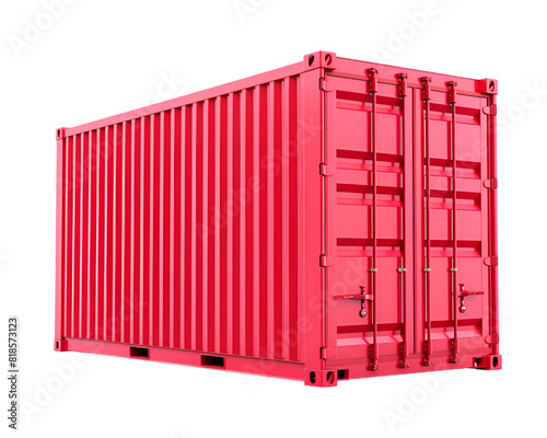 Red cargo container on transparent background
