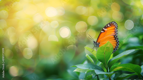 Macro image of orange butterfly monarch ,generative ai