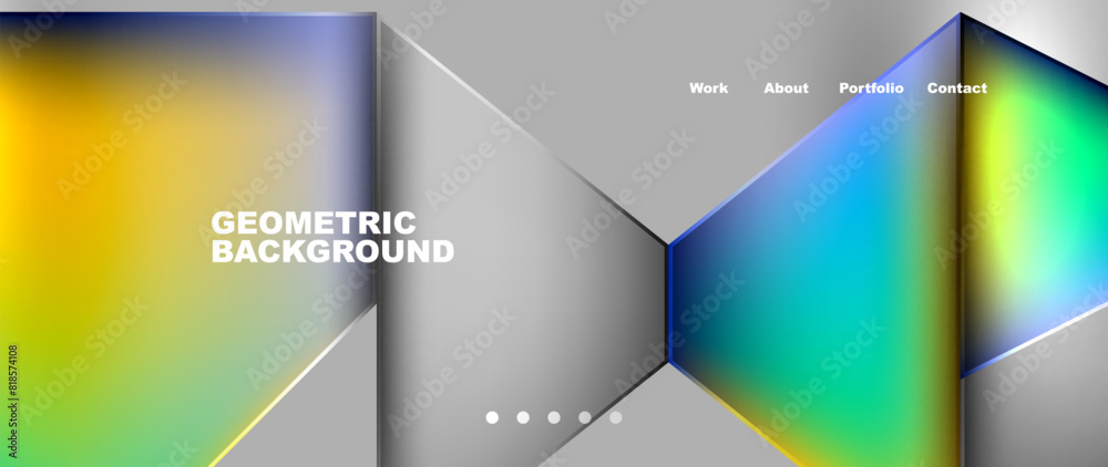 Metal triangles with colorful bright triangles. Geometric modern minimalist design template Metal triangles with colorful bright triangles. Geometric modern minimalist design template