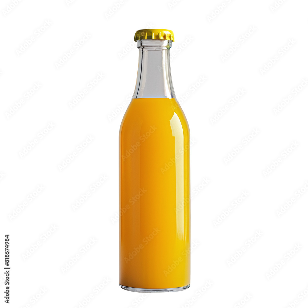 A glass bottle of orange juice isolated on transparent background AI generated A glass bottle of orange juice isolated on transparent background AI generated