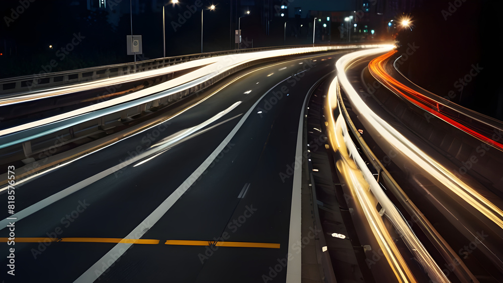 High speed light effect or highway motion light trails abstract background of urban city ai image generative High speed light effect or highway motion light trails abstract background of urban city ai image generative