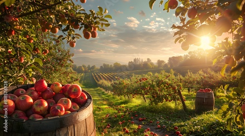 Wallpaper Mural Sunset hues over a bountiful apple orchard Torontodigital.ca