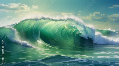 An electric green wave that is bursting with life and vitality