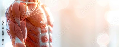 Bright and clean illustration of muscles affected by muscular dystrophy, highlighting the deterioration in a minimalistic style with space for text photo