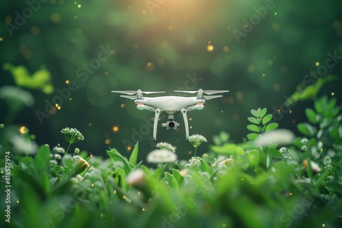 Efficient farming technology with smart isometric drones, precision agriculture, crop protection, robotic aerial pesticide application, and sustainable field survey