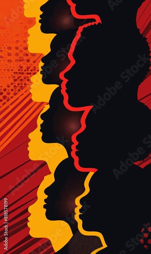 illustration of african american silhouette people. background for commemorate freedom from slavery in America. Juneteenth celebrate photo concept.