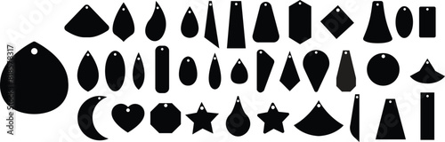 Earring icons vectors Set. Trendy Fill jewel symbols. Decorations illustration signs. Earring icons woman jewelry accessory silhouette. Luxury earrings jewelry isolated on transparent background.