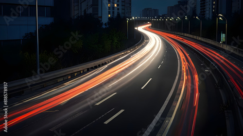 Wallpaper Mural High speed light effect or highway motion light trails abstract background of urban city ai image generative Torontodigital.ca