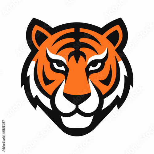 tiger head isolated on white vector icon