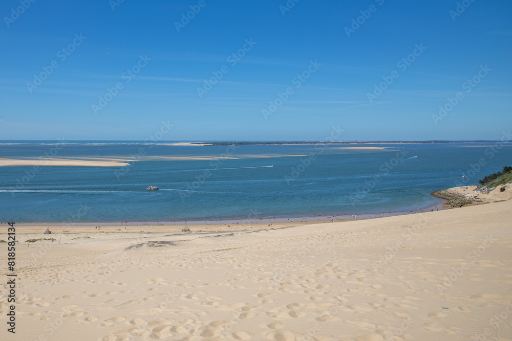 Dune du Pilat panoramic view on atlantic ocean in Bassin D'arcachon in Aquitaine France