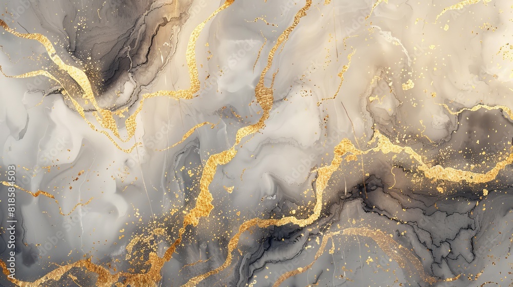 Fototapeta premium Stunning marble backdrop adorned with shimmering gold and tranquil blue hues