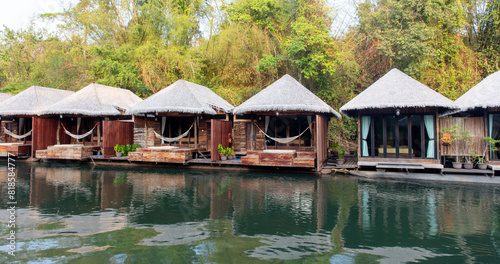 Houses on the River Kwai in Thailand