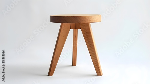 A stool with three legs, made of solid wood and designed in the style of minimalism.
 photo