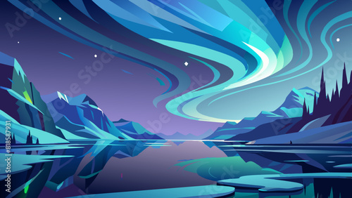 Enchanting Purple Northern Lights Over Serene Mountain Lake