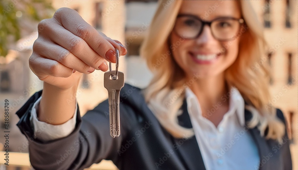 Fototapeta premium Real Estate Agent Holding House Keys.