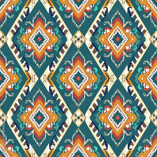 Digital seamless pattern etnic style block print
