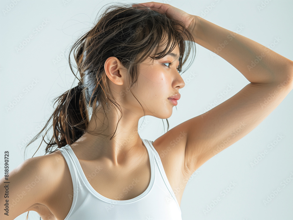 筋肉質な若い女性 筋肉質な若い女性