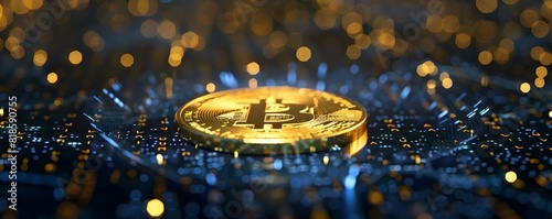 Golden Cryptocurrency Coin ...
