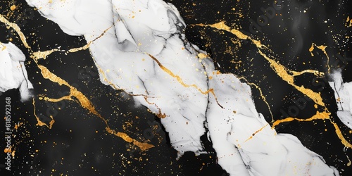 Black marble background, white marble with gold details 