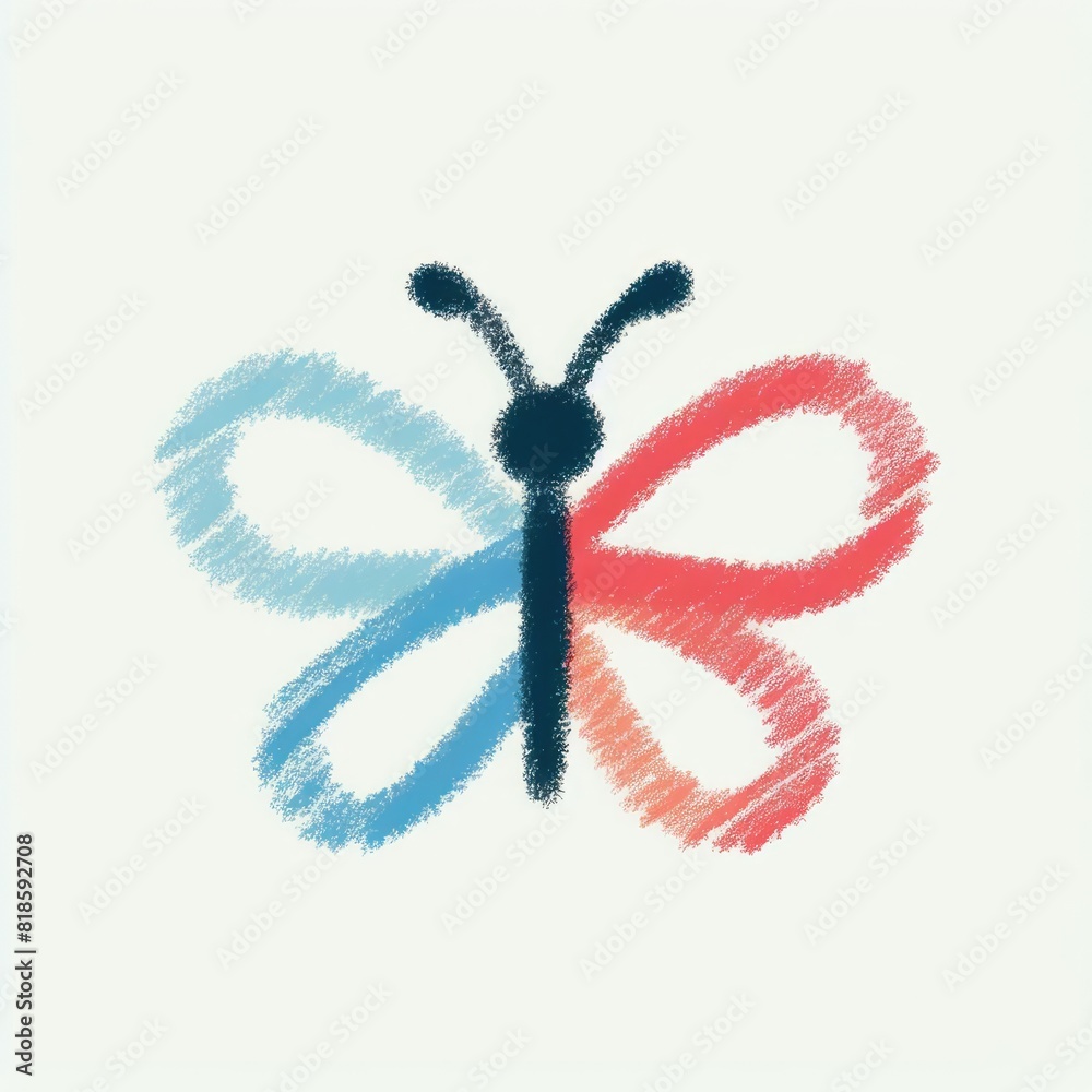 Child Drawing a Very Cute and Adorable Butterfly Child Drawing a Very Cute and Adorable Butterfly