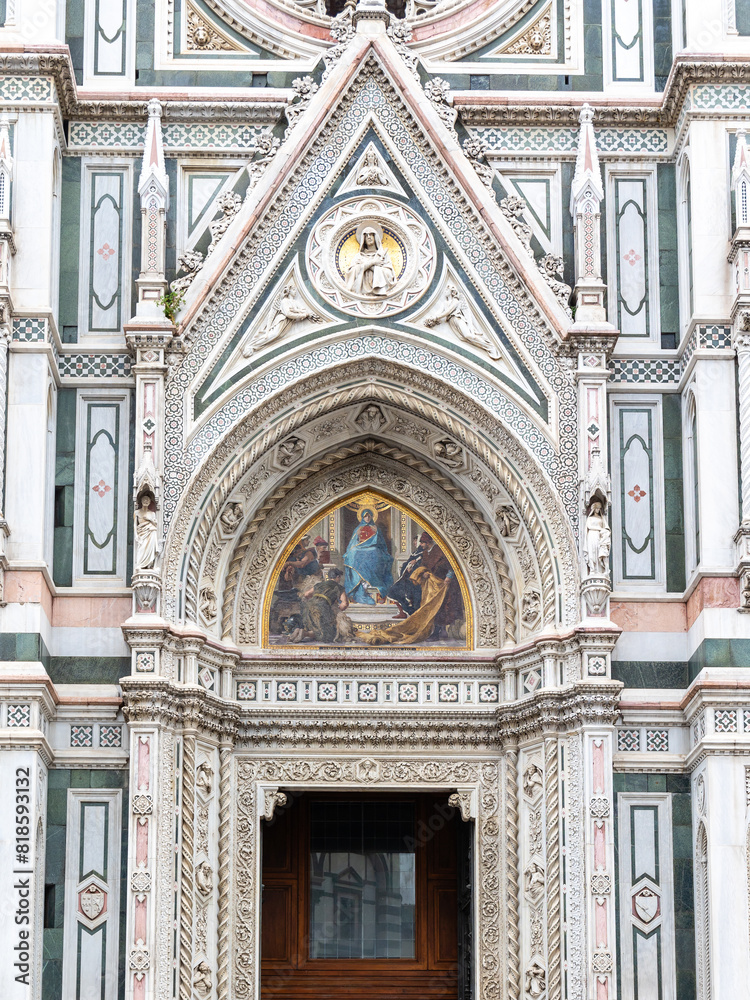Florence, Italy - April 10, 2024: Florence cathedral with surrounding area full of tourists in Florence, Italy Florence, Italy - April 10, 2024: Florence cathedral with surrounding area full of tourists in Florence, Italy