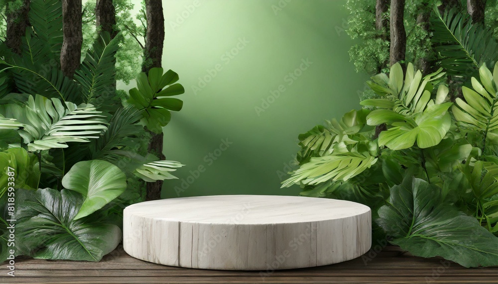 Podium background product green nature 3D forest stand white plant. Podium background product green nature 3D forest stand white plant.
