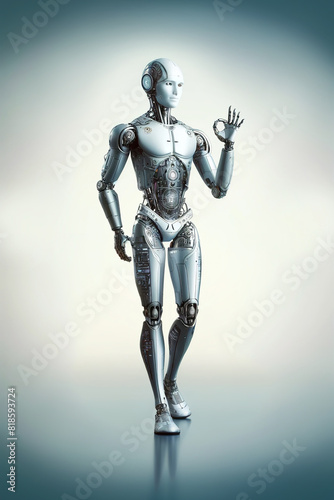 Android robot  pose 33. The robot shows the sign OK