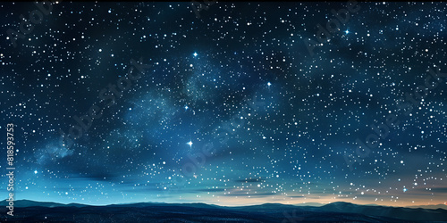Night dark blue sky with many stars and milky way galaxy, 
