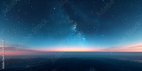 The stars in the sky are reflected in the water, Blue Natural Abstract Creative Galactic Background.