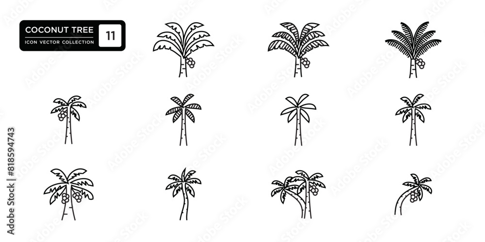 Coconut tree icon collection,vector icon templates editable and resizable.
